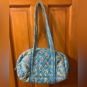 Vera Bradley Bermuda Blue Paisley Duffel Purse Tote & Matching Wristlet  retired